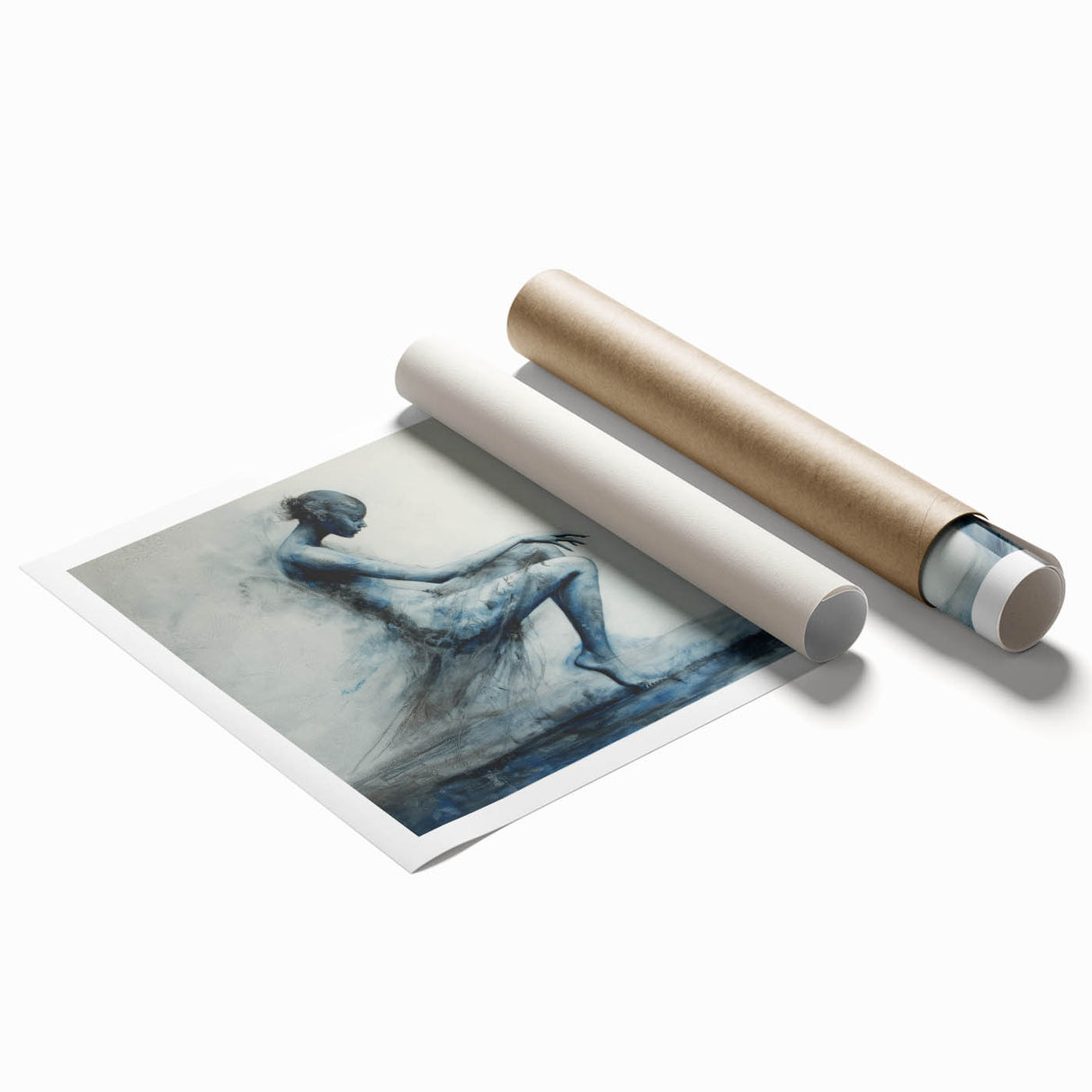 Minimalist Figurative Wall Decor – Ethereal Blue Abstract Ballet Art