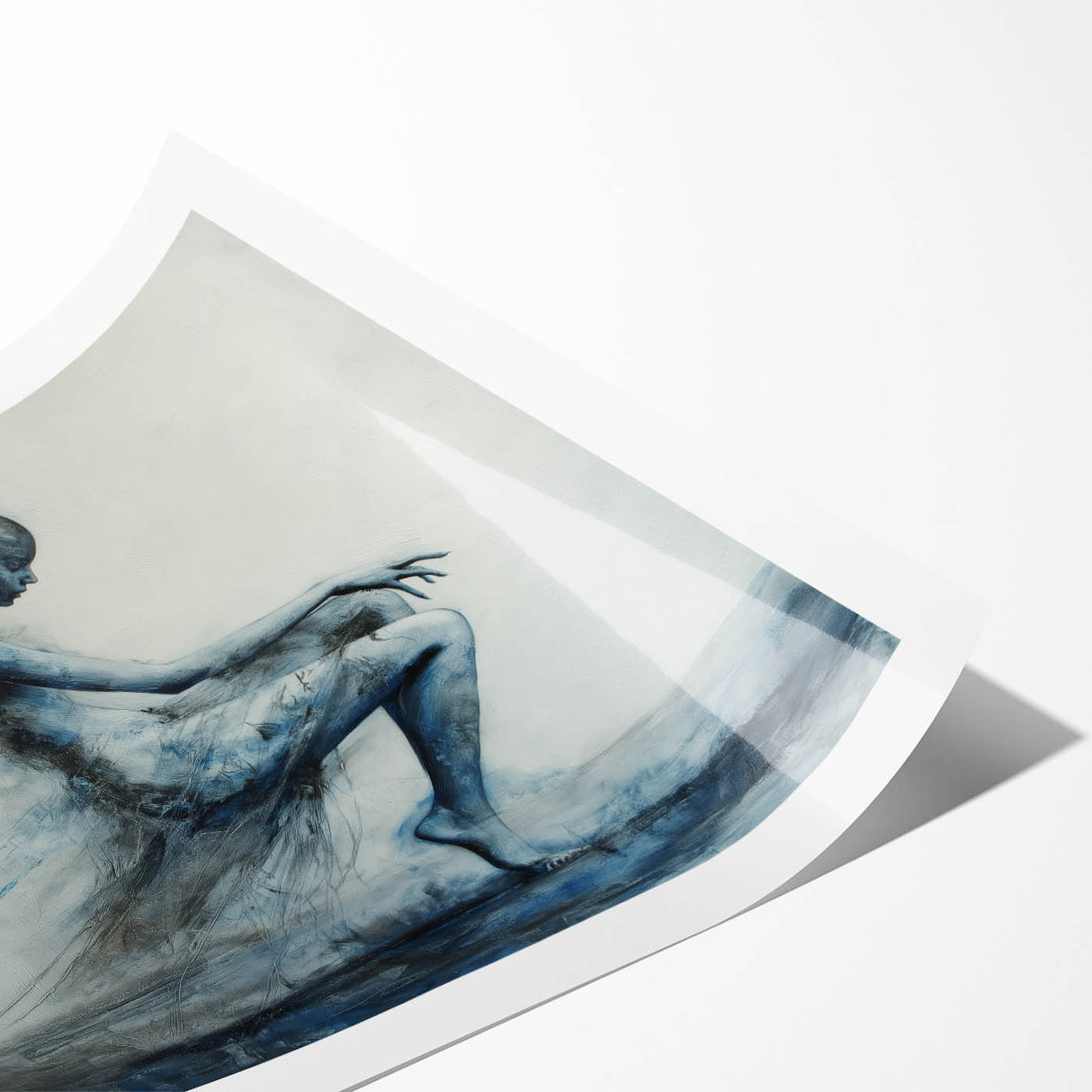 Minimalist Figurative Wall Decor – Ethereal Blue Abstract Ballet Art