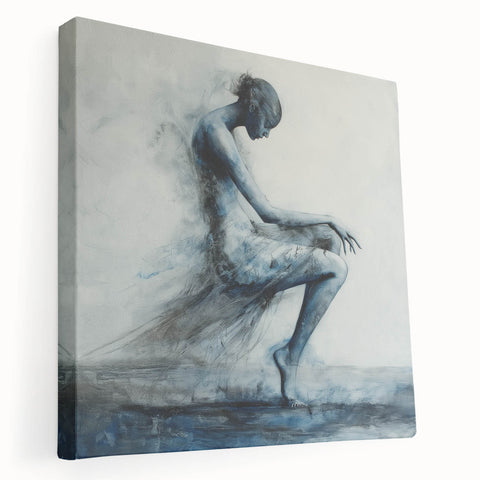 Minimalist Figurative Wall Decor – Ethereal Blue Abstract Ballet Art