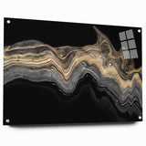 Luxury Fluid Abstract Wall Art – Black and Gold Modern Canvas