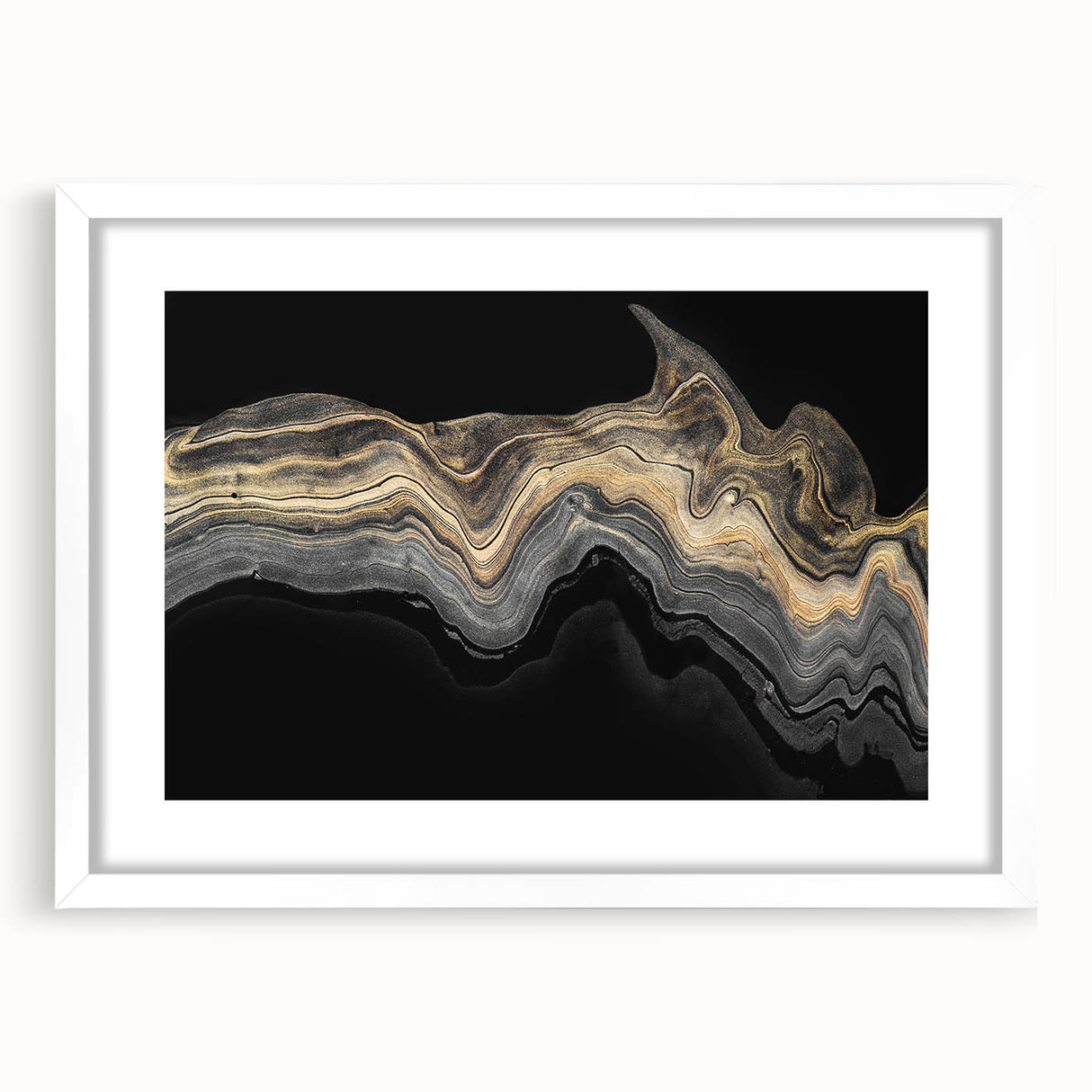 Luxury Fluid Abstract Wall Art – Black and Gold Modern Canvas