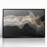 Luxury Fluid Abstract Wall Art – Black and Gold Modern Canvas