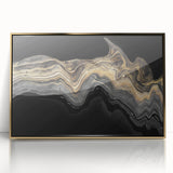 Luxury Fluid Abstract Wall Art – Black and Gold Modern Canvas