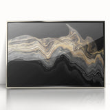 Luxury Fluid Abstract Wall Art – Black and Gold Modern Canvas