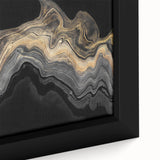 Luxury Fluid Abstract Wall Art – Black and Gold Modern Canvas