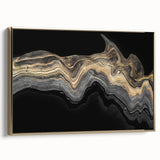 Luxury Fluid Abstract Wall Art – Black and Gold Modern Canvas