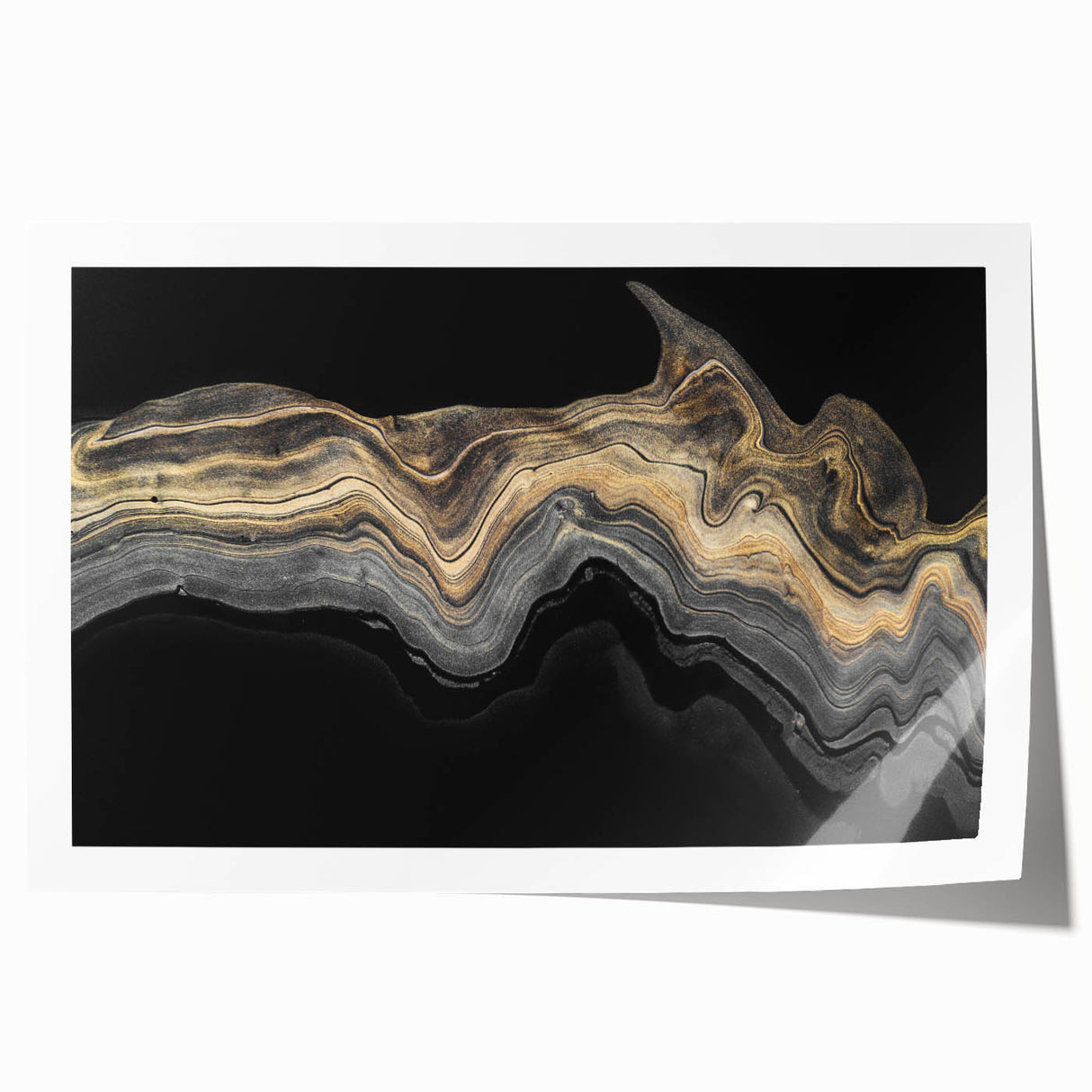 Luxury Fluid Abstract Wall Art – Black and Gold Modern Canvas