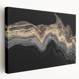 Luxury Fluid Abstract Wall Art – Black and Gold Modern Canvas