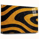 Bold Black and Yellow Abstract Wall Art – Modern Wave Illustration