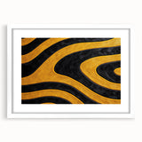 Bold Black and Yellow Abstract Wall Art – Modern Wave Illustration
