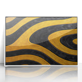 Bold Black and Yellow Abstract Wall Art – Modern Wave Illustration