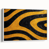 Bold Black and Yellow Abstract Wall Art – Modern Wave Illustration