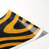 Bold Black and Yellow Abstract Wall Art – Modern Wave Illustration