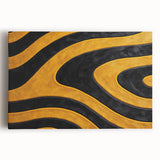 Bold Black and Yellow Abstract Wall Art – Modern Wave Illustration
