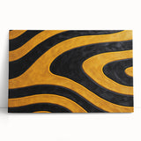 Bold Black and Yellow Abstract Wall Art – Modern Wave Illustration