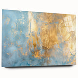 Luxury Abstract Wall Art – Light Blue & Gold Modern Canvas Print