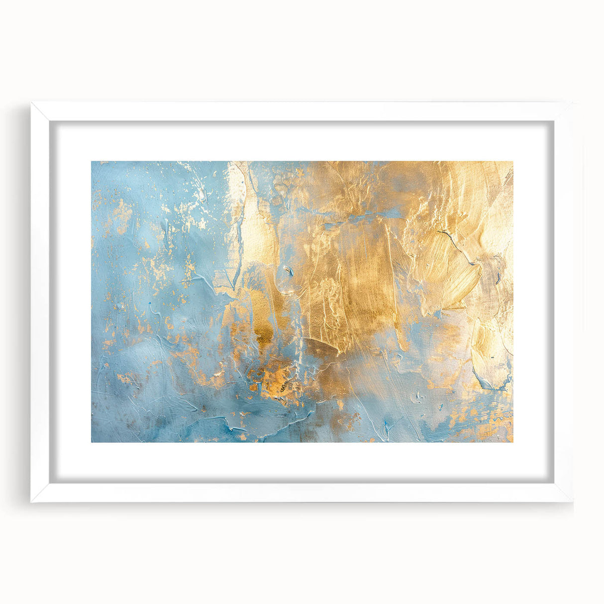 Luxury Abstract Wall Art – Light Blue & Gold Modern Canvas Print