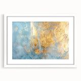 Luxury Abstract Wall Art – Light Blue & Gold Modern Canvas Print