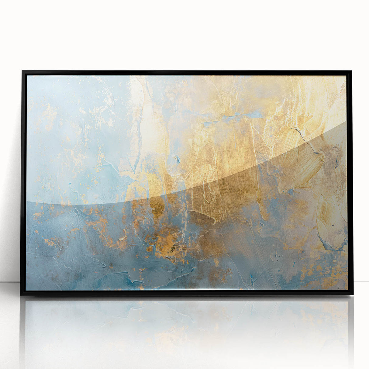 Luxury Abstract Wall Art – Light Blue & Gold Modern Canvas Print