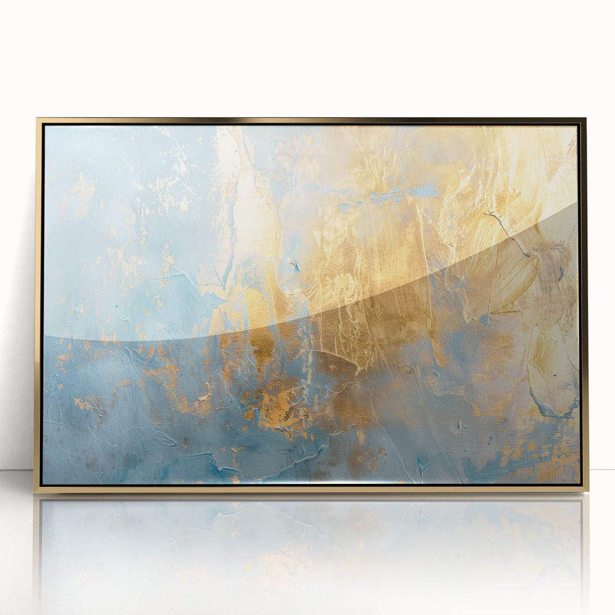 Luxury Abstract Wall Art – Light Blue & Gold Modern Canvas Print