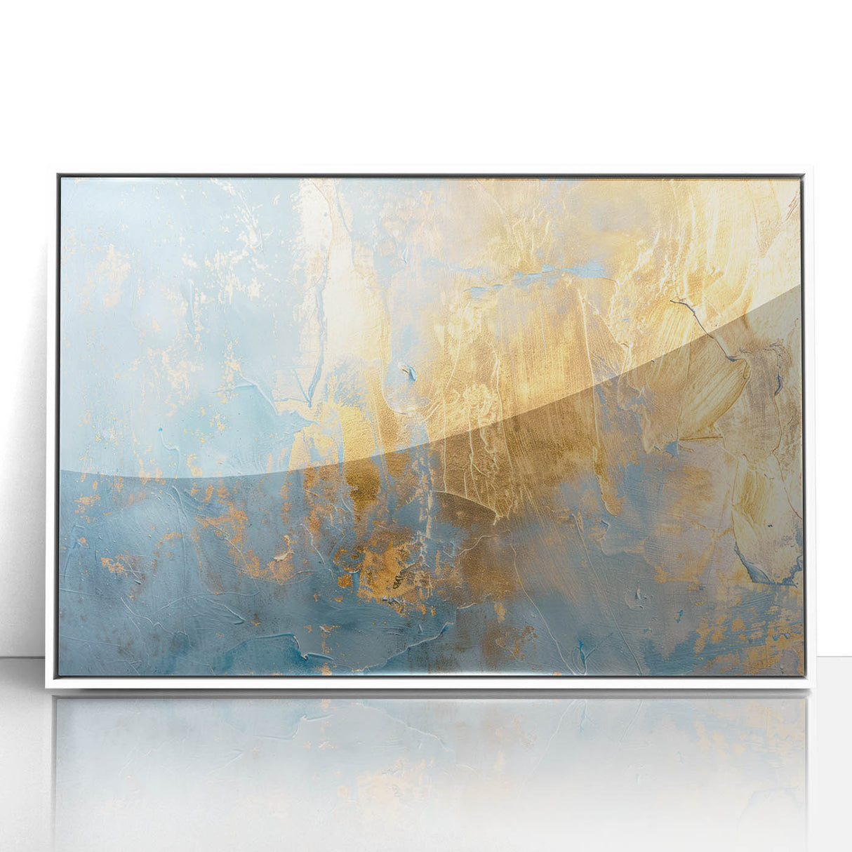 Luxury Abstract Wall Art – Light Blue & Gold Modern Canvas Print