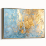 Luxury Abstract Wall Art – Light Blue & Gold Modern Canvas Print