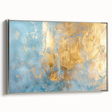 Luxury Abstract Wall Art – Light Blue & Gold Modern Canvas Print