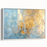 Luxury Abstract Wall Art – Light Blue & Gold Modern Canvas Print