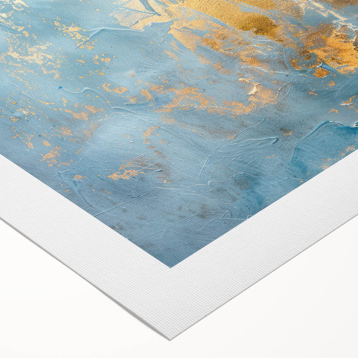 Luxury Abstract Wall Art – Light Blue & Gold Modern Canvas Print