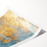 Luxury Abstract Wall Art – Light Blue & Gold Modern Canvas Print