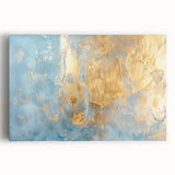 Luxury Abstract Wall Art – Light Blue & Gold Modern Canvas Print