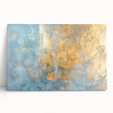 Luxury Abstract Wall Art – Light Blue & Gold Modern Canvas Print