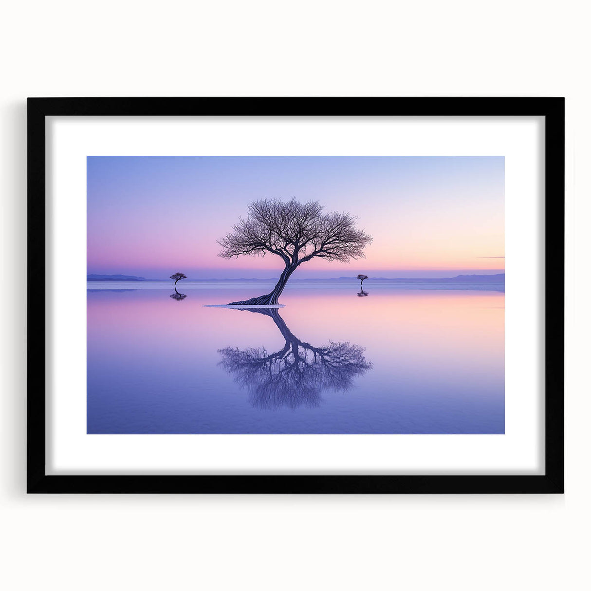Serene Minimalist Landscape Art – Twilight Reflection Print