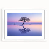 Serene Minimalist Landscape Art – Twilight Reflection Print