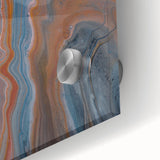 Fluid Acrylic Wall Decor – Rust & Blue Swirling Abstract Canvas