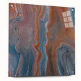 Fluid Acrylic Wall Decor – Rust & Blue Swirling Abstract Canvas