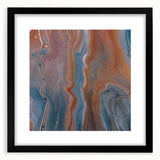 Fluid Acrylic Wall Decor – Rust & Blue Swirling Abstract Canvas
