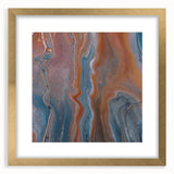 Fluid Acrylic Wall Decor – Rust & Blue Swirling Abstract Canvas