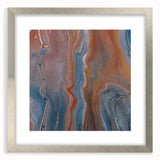 Fluid Acrylic Wall Decor – Rust & Blue Swirling Abstract Canvas