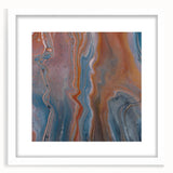 Fluid Acrylic Wall Decor – Rust & Blue Swirling Abstract Canvas
