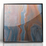 Fluid Acrylic Wall Decor – Rust & Blue Swirling Abstract Canvas