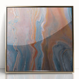 Fluid Acrylic Wall Decor – Rust & Blue Swirling Abstract Canvas