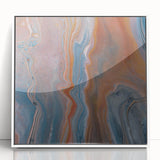 Fluid Acrylic Wall Decor – Rust & Blue Swirling Abstract Canvas