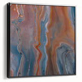 Fluid Acrylic Wall Decor – Rust & Blue Swirling Abstract Canvas