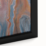 Fluid Acrylic Wall Decor – Rust & Blue Swirling Abstract Canvas