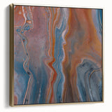 Fluid Acrylic Wall Decor – Rust & Blue Swirling Abstract Canvas