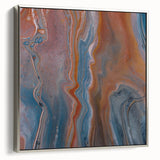 Fluid Acrylic Wall Decor – Rust & Blue Swirling Abstract Canvas