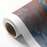 Fluid Acrylic Wall Decor – Rust & Blue Swirling Abstract Canvas