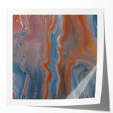 Fluid Acrylic Wall Decor – Rust & Blue Swirling Abstract Canvas