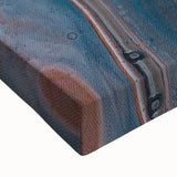 Fluid Acrylic Wall Decor – Rust & Blue Swirling Abstract Canvas